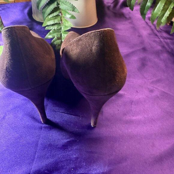 📌Michael Suede  Chocolate Brown Pointed Toe 5" High Heel Pumps with Platform - Picture 5 of 13